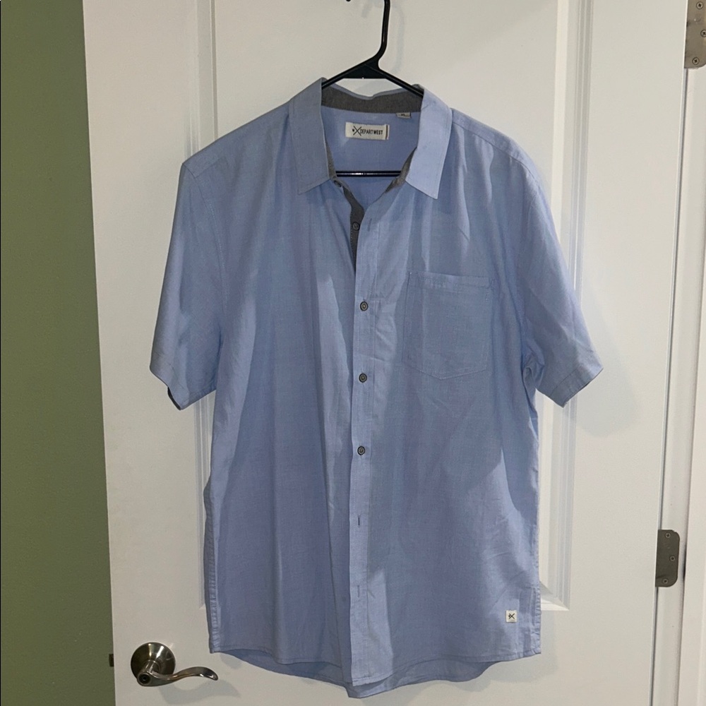 Depart west Light Blue Casual Button Down Shirt
